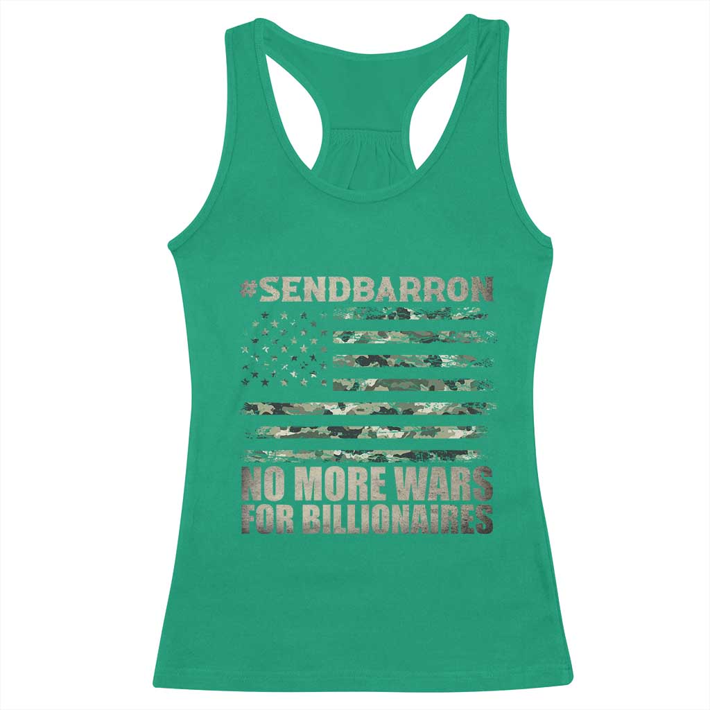 Send Barron Racerback Tank Top Vintage American Flag Camo Soldier Hashtag Meme