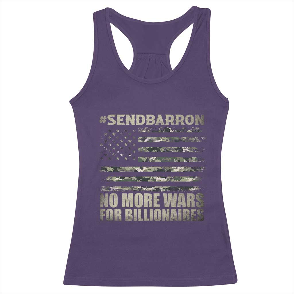 Send Barron Racerback Tank Top Vintage American Flag Camo Soldier Hashtag Meme