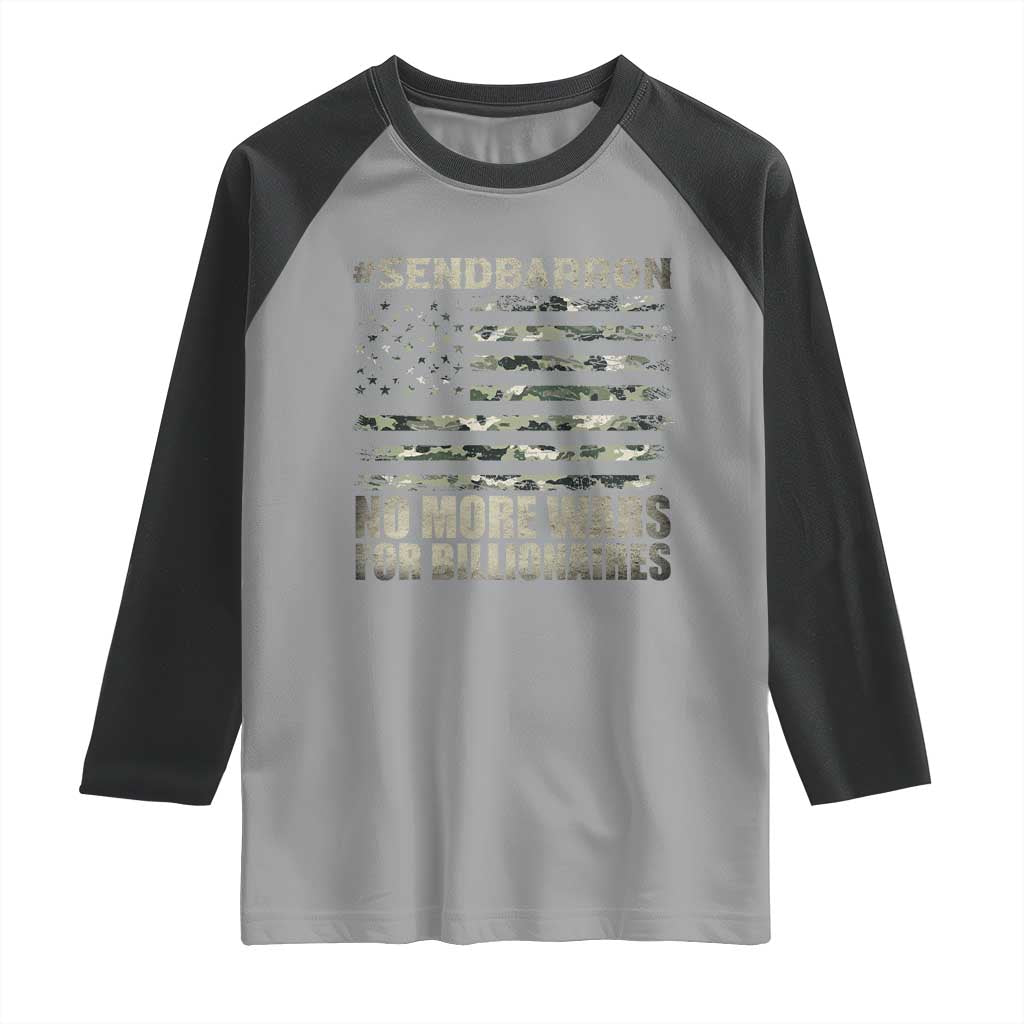 Send Barron Raglan Shirt Vintage American Flag Camo Soldier Hashtag Meme