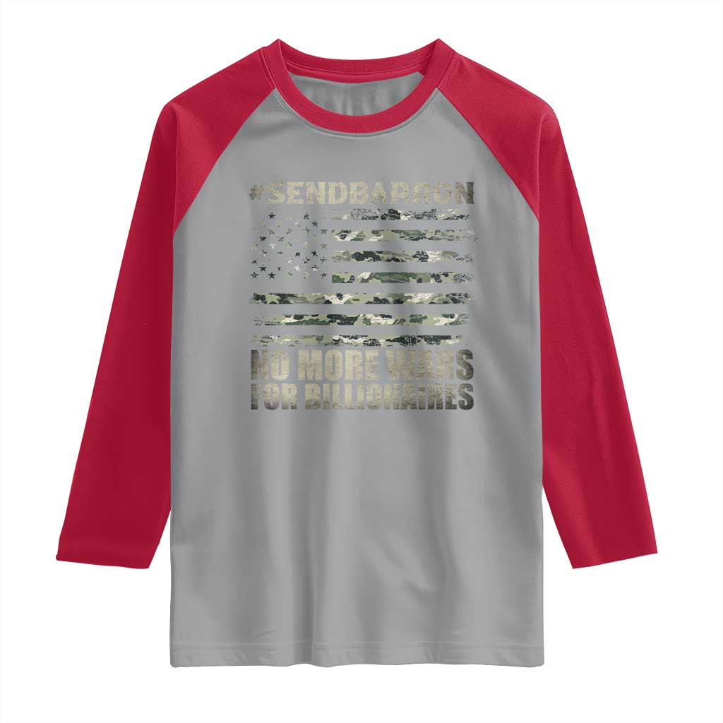 Send Barron Raglan Shirt Vintage American Flag Camo Soldier Hashtag Meme