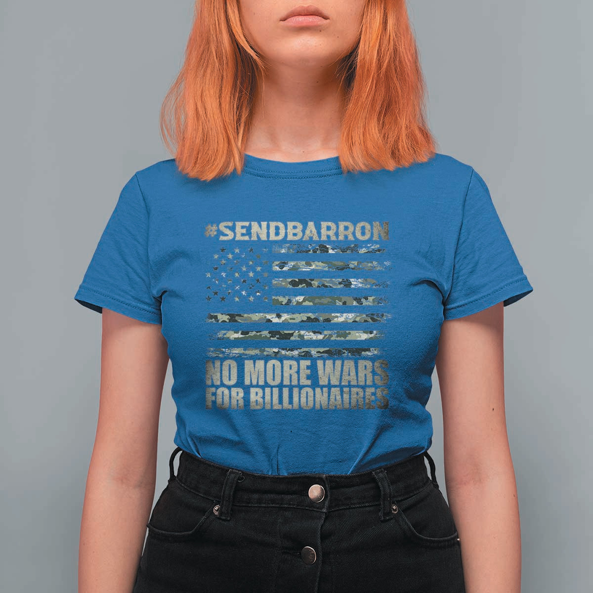 Send Barron T Shirt For Women Vintage American Flag Camo Soldier Hashtag Meme