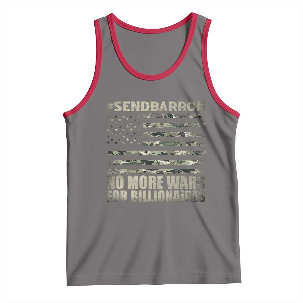 Send Barron Tank Top Vintage American Flag Camo Soldier Hashtag Meme