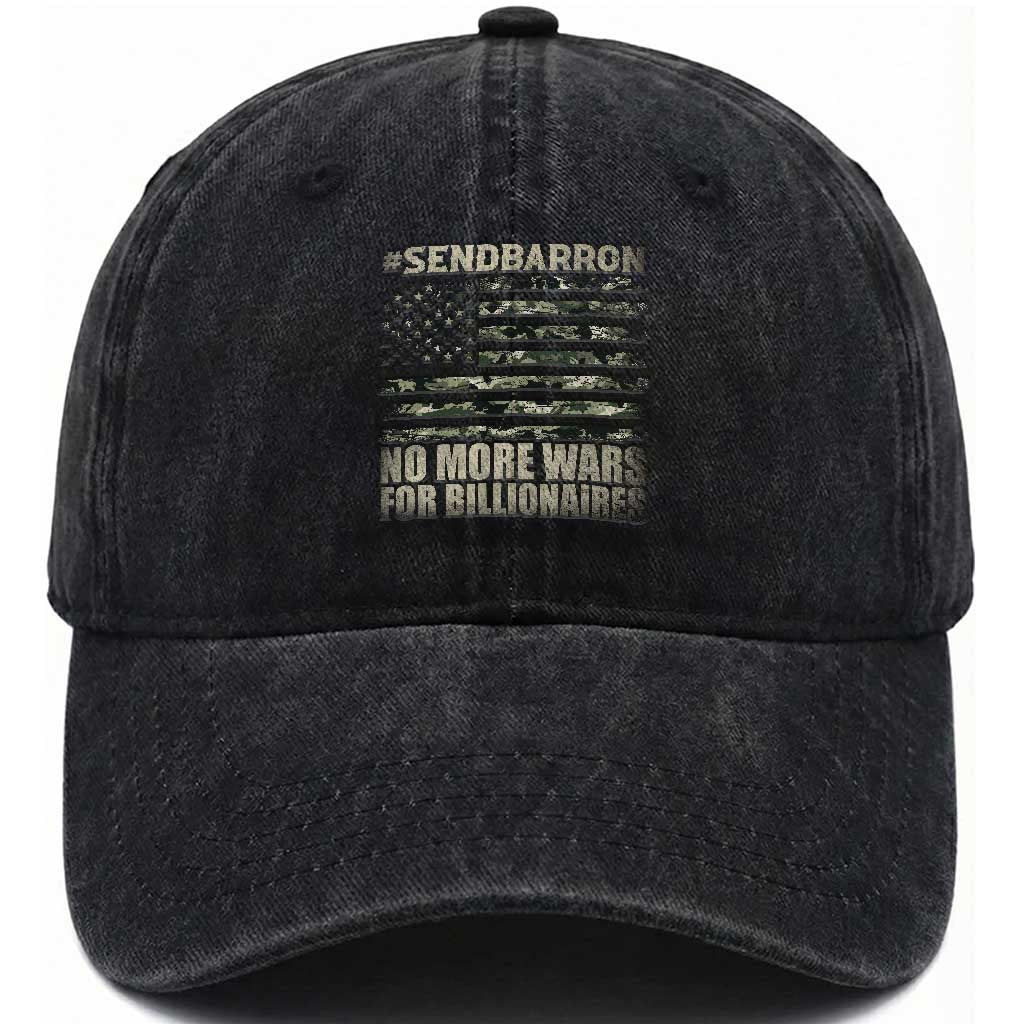 Send Barron Washed Cotton Baseball Cap Vintage American Flag Camo Soldier Hashtag Meme