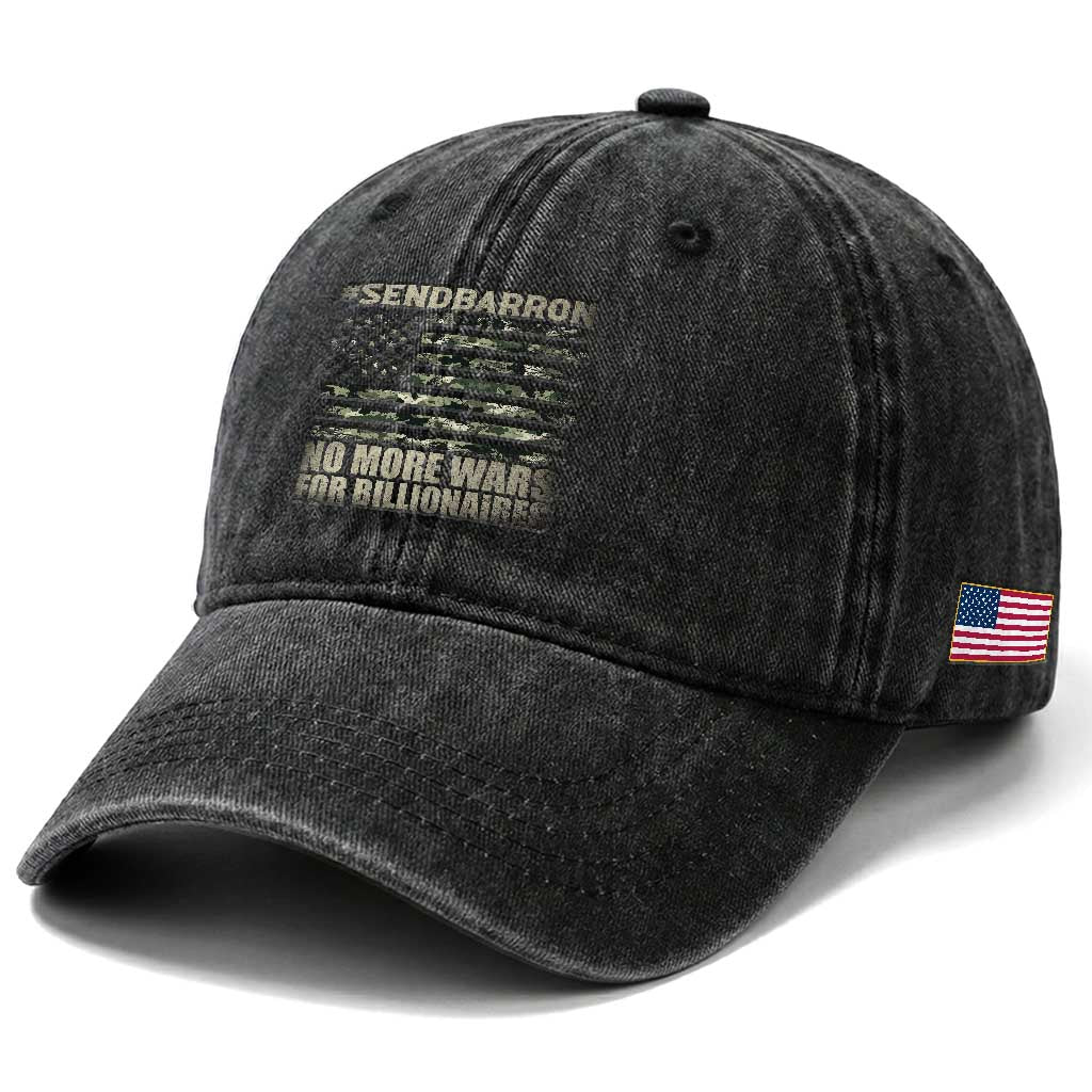 Send Barron Washed Cotton Baseball Cap Vintage American Flag Camo Soldier Hashtag Meme