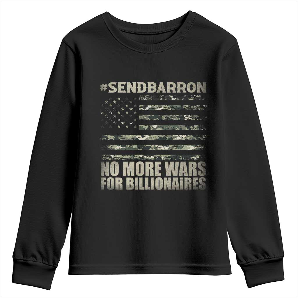 Send Barron Youth Sweatshirt Vintage American Flag Camo Soldier Hashtag Meme