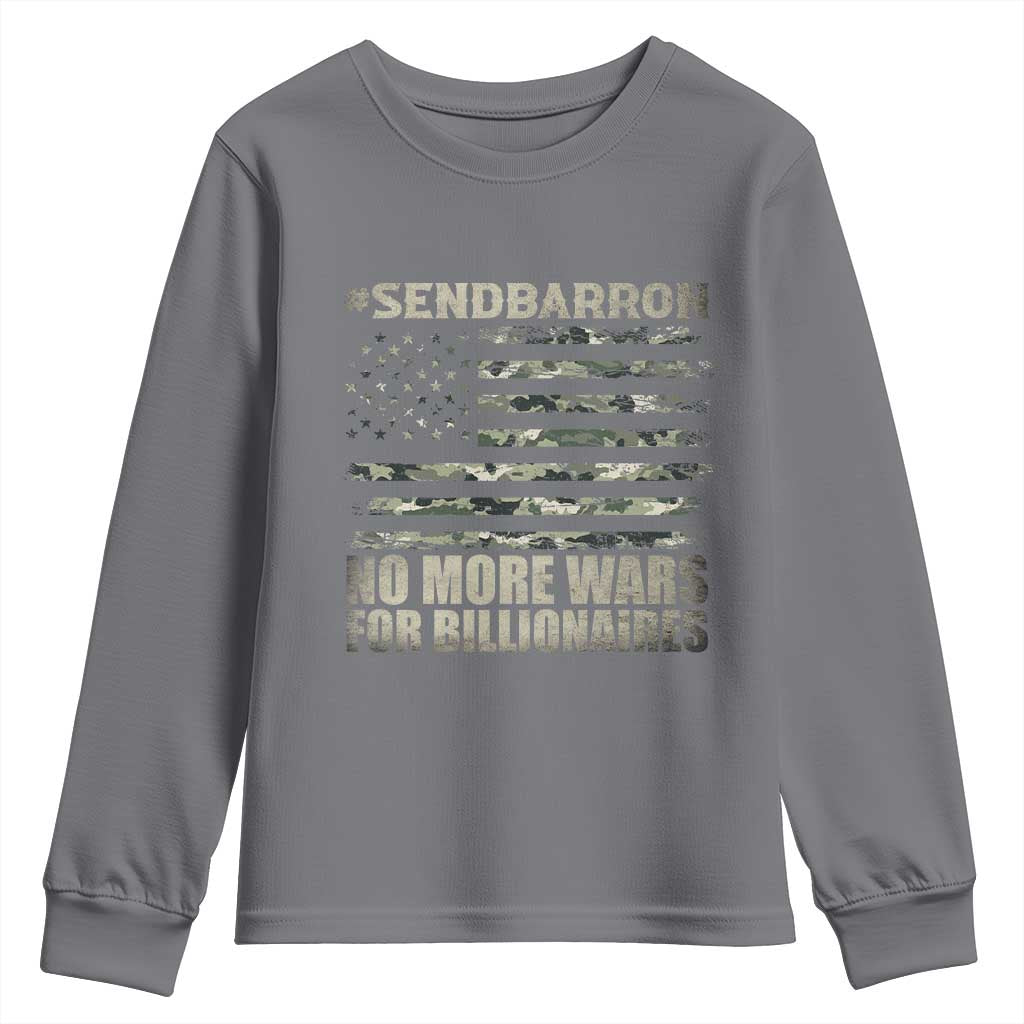 Send Barron Youth Sweatshirt Vintage American Flag Camo Soldier Hashtag Meme
