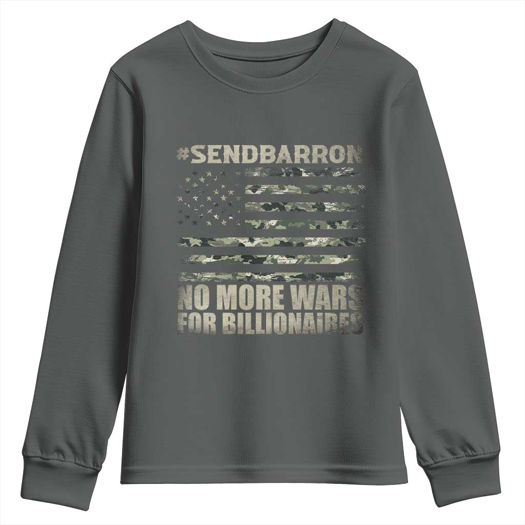 Send Barron Youth Sweatshirt Vintage American Flag Camo Soldier Hashtag Meme