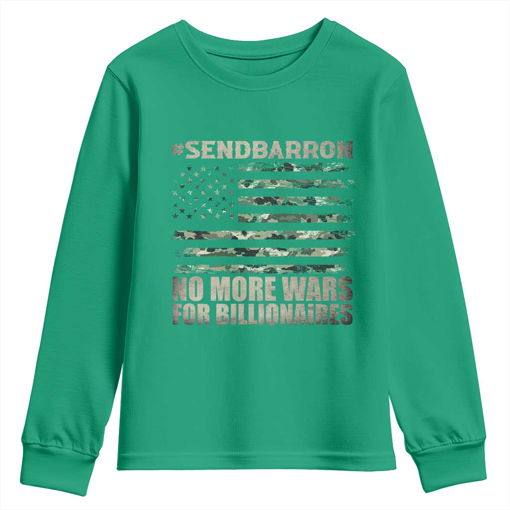 Send Barron Youth Sweatshirt Vintage American Flag Camo Soldier Hashtag Meme