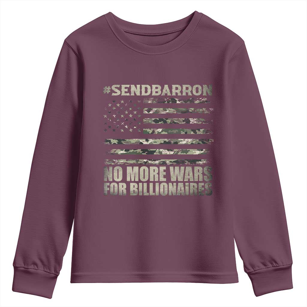 Send Barron Youth Sweatshirt Vintage American Flag Camo Soldier Hashtag Meme