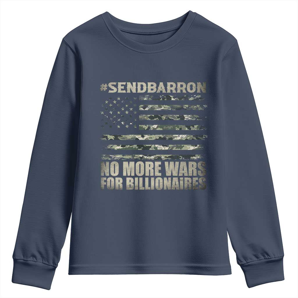 Send Barron Youth Sweatshirt Vintage American Flag Camo Soldier Hashtag Meme