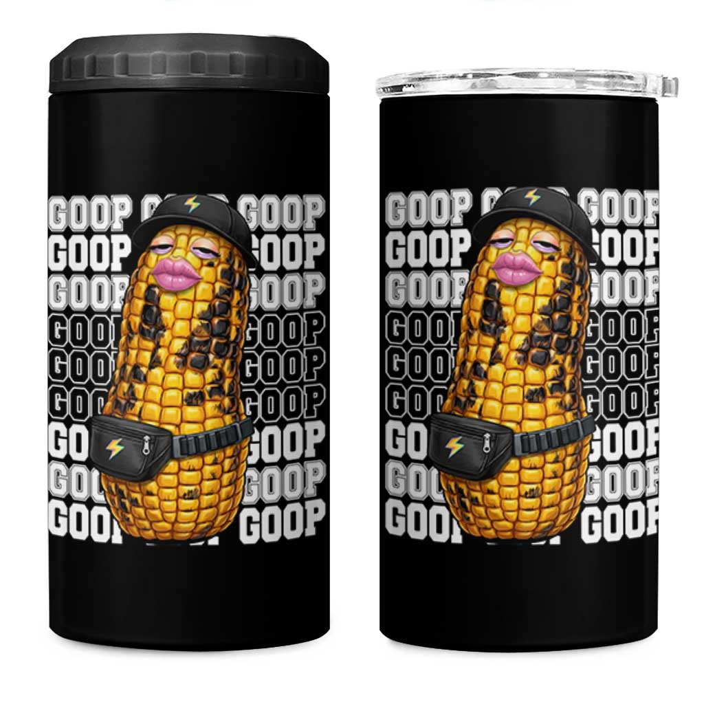 Funny Burnt Peanut Goop 4 in 1 Can Cooler Tumbler Burnt Corn Meme Viral Humor