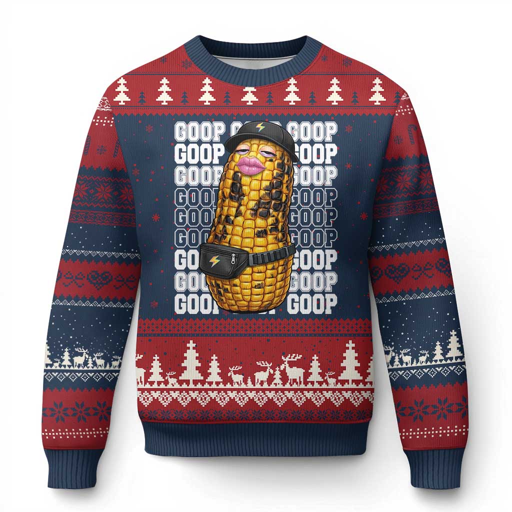 Funny Burnt Peanut Goop Ugly Christmas Sweater Burnt Corn Meme Viral Humor