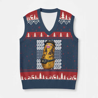 Funny Burnt Peanut Goop V-Neck Knit Sweater Vest Burnt Corn Meme Viral Humor