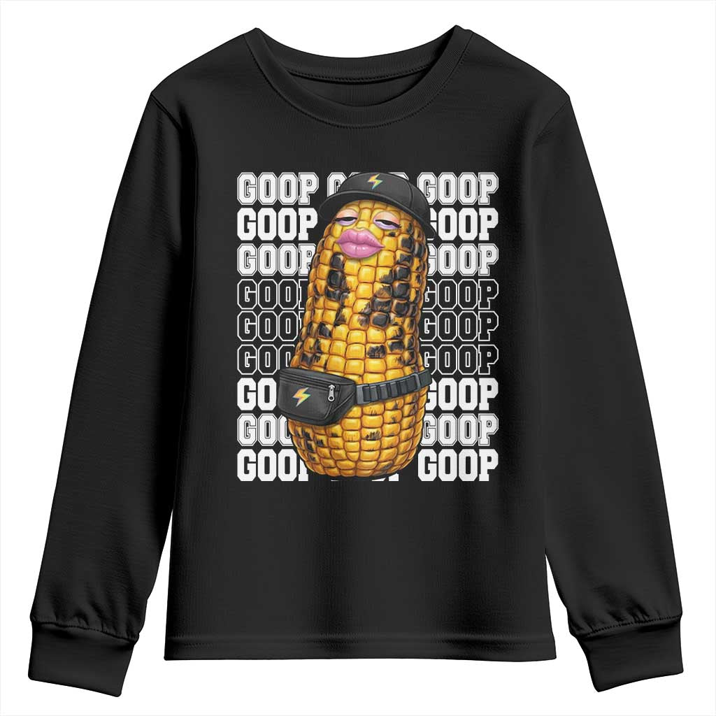 Funny Burnt Peanut Goop Youth Sweatshirt Burnt Corn Meme Viral Humor