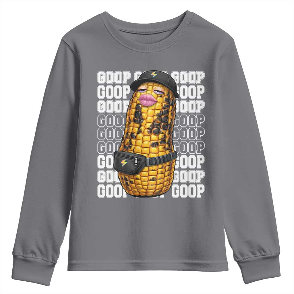Funny Burnt Peanut Goop Youth Sweatshirt Burnt Corn Meme Viral Humor