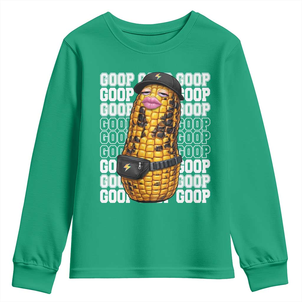 Funny Burnt Peanut Goop Youth Sweatshirt Burnt Corn Meme Viral Humor