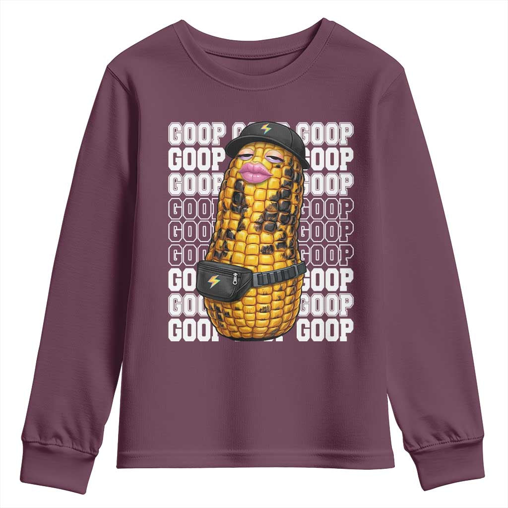 Funny Burnt Peanut Goop Youth Sweatshirt Burnt Corn Meme Viral Humor
