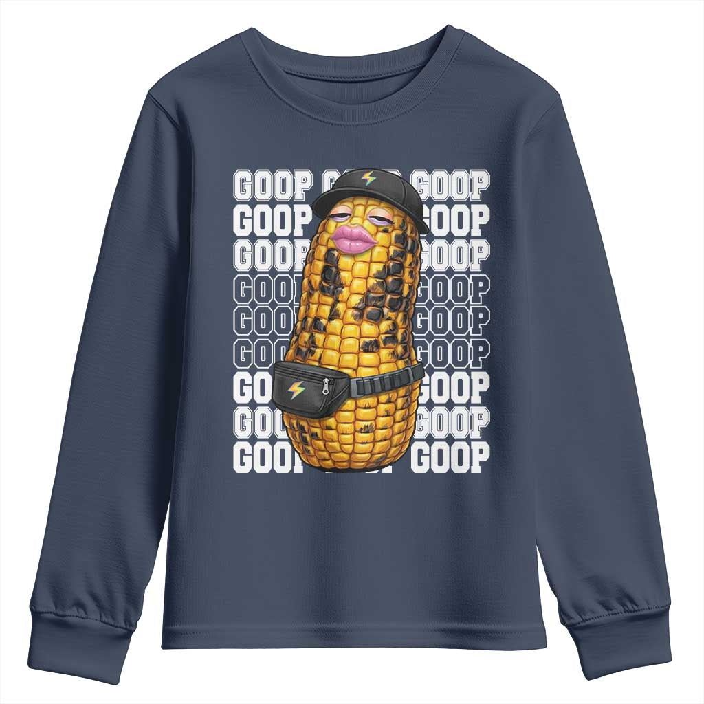 Funny Burnt Peanut Goop Youth Sweatshirt Burnt Corn Meme Viral Humor
