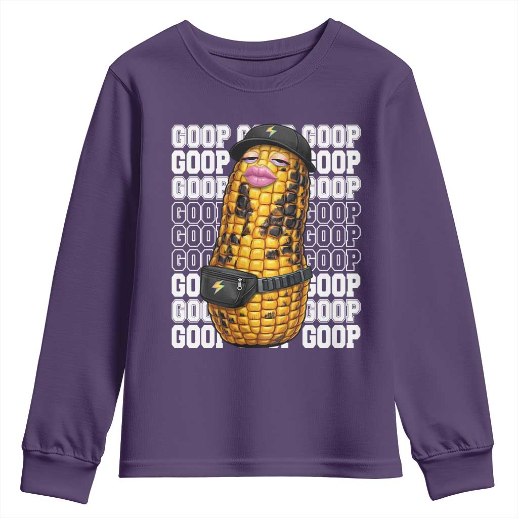 Funny Burnt Peanut Goop Youth Sweatshirt Burnt Corn Meme Viral Humor