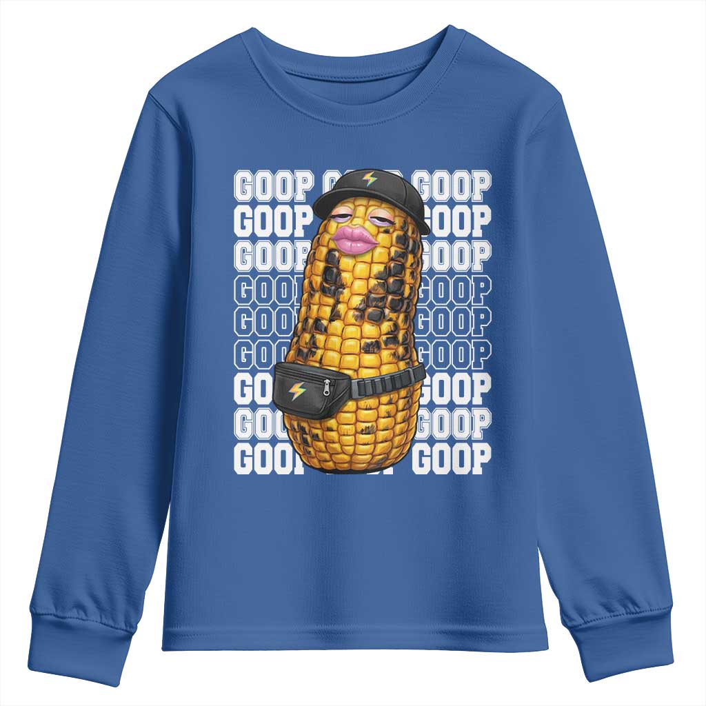 Funny Burnt Peanut Goop Youth Sweatshirt Burnt Corn Meme Viral Humor