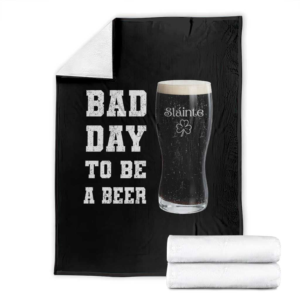 Irish Shamrock Beer Throw Blanket Bad Day To Be A Beer