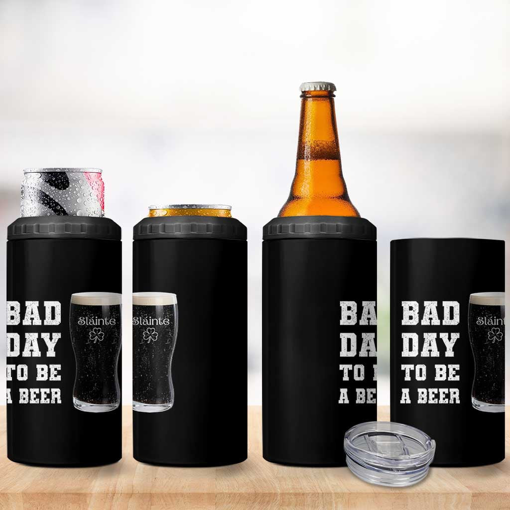 Irish Shamrock Beer 4 in 1 Can Cooler Tumbler Bad Day To Be A Beer