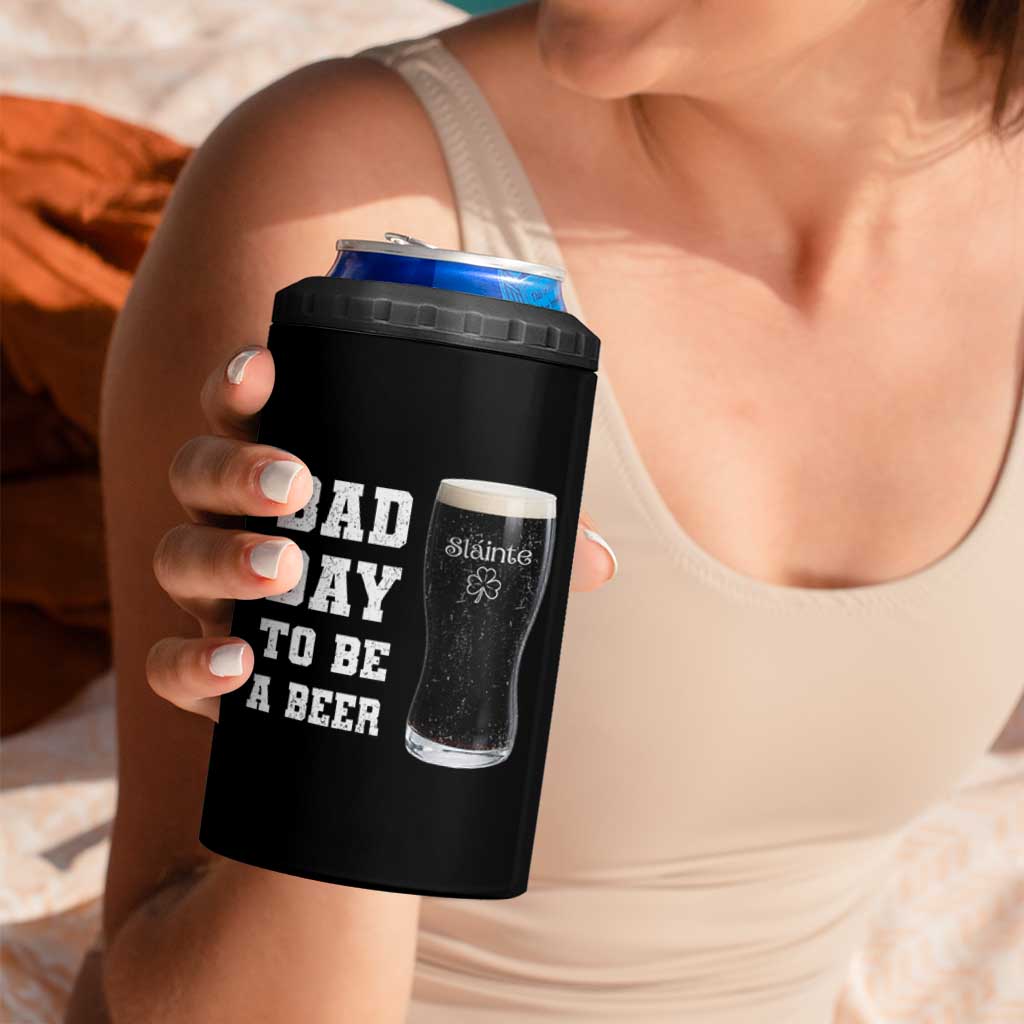Irish Shamrock Beer 4 in 1 Can Cooler Tumbler Bad Day To Be A Beer