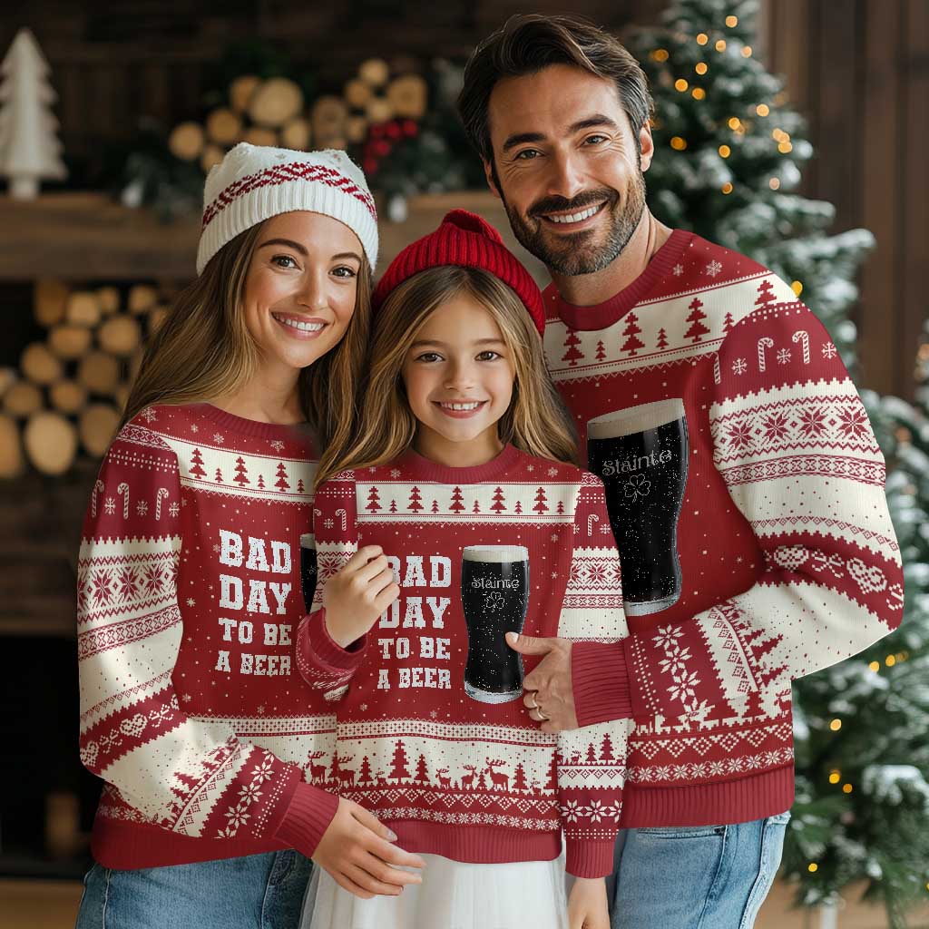 Irish Shamrock Beer Ugly Christmas Sweater Bad Day To Be A Beer