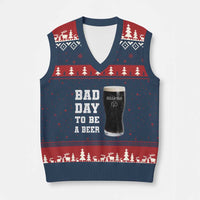 Irish Shamrock Beer V-Neck Knit Sweater Vest Bad Day To Be A Beer