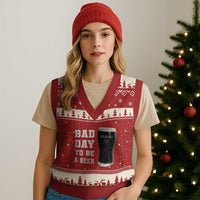 Irish Shamrock Beer V-Neck Knit Sweater Vest Bad Day To Be A Beer