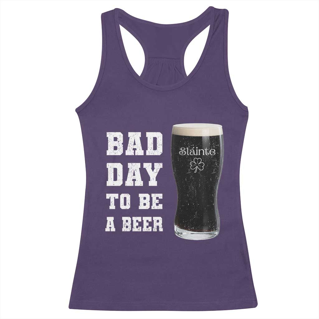 Irish Shamrock Beer Racerback Tank Top Bad Day To Be A Beer