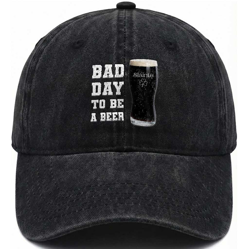 Irish Shamrock Beer Washed Cotton Baseball Cap Bad Day To Be A Beer