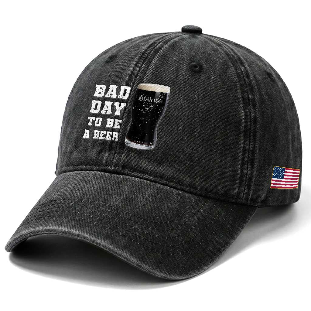 Irish Shamrock Beer Washed Cotton Baseball Cap Bad Day To Be A Beer