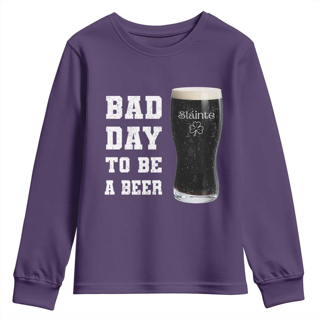 Irish Shamrock Beer Youth Sweatshirt Bad Day To Be A Beer