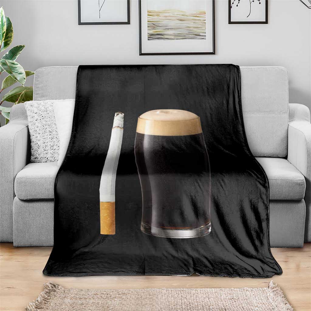 Irish Shamrock Beer Smoking Pub Drinking Humor Throw Blanket