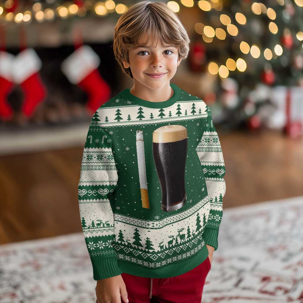 Irish Shamrock Beer Smoking Pub Drinking Humor Ugly Christmas Sweater