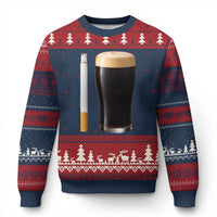 Irish Shamrock Beer Smoking Pub Drinking Humor Ugly Christmas Sweater