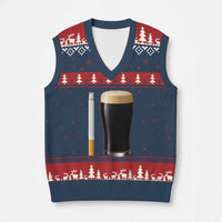 Irish Shamrock Beer Smoking Pub Drinking Humor V-Neck Knit Sweater Vest