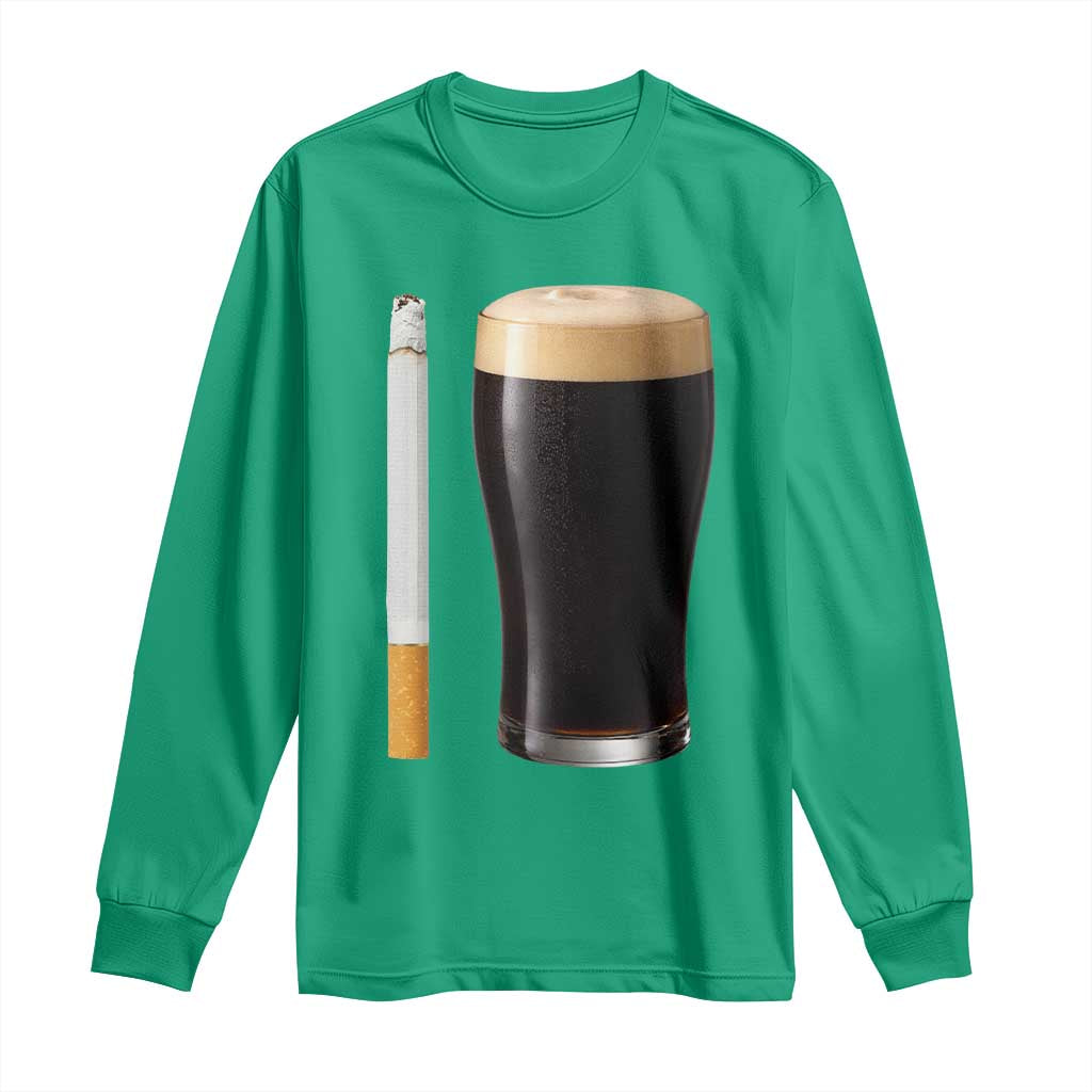 Irish Shamrock Beer Smoking Pub Drinking Humor Long Sleeve Shirt