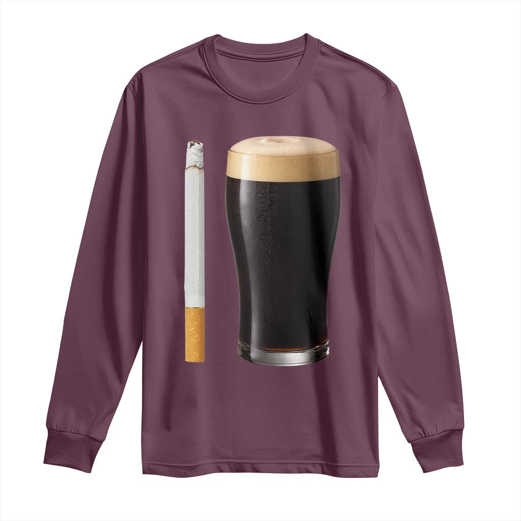 Irish Shamrock Beer Smoking Pub Drinking Humor Long Sleeve Shirt