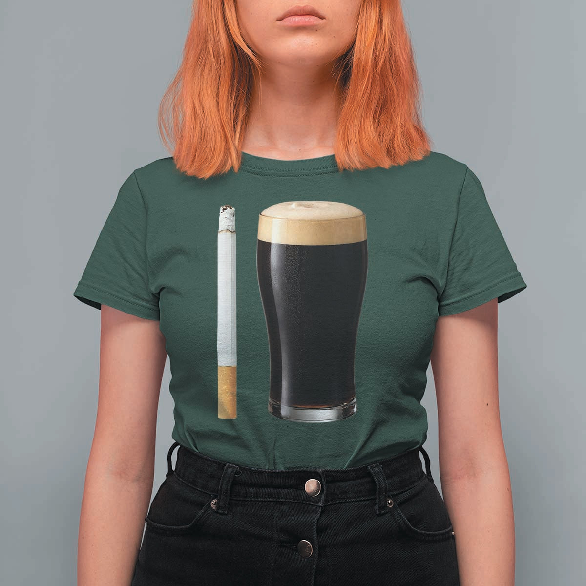 Irish Shamrock Beer Smoking Pub Drinking Humor T Shirt For Women