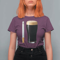 Irish Shamrock Beer Smoking Pub Drinking Humor T Shirt For Women