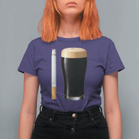 Irish Shamrock Beer Smoking Pub Drinking Humor T Shirt For Women