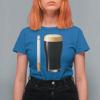 Irish Shamrock Beer Smoking Pub Drinking Humor T Shirt For Women
