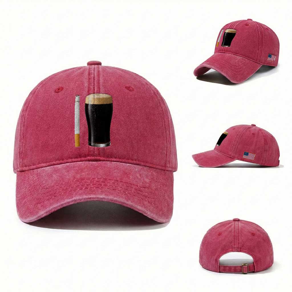 Irish Shamrock Beer Smoking Pub Drinking Humor Washed Cotton Baseball Cap