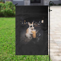 Funny Bunny Drinking Iced Coffee Garden Flag Animal Meme Viral Internet