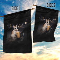 Funny Bunny Drinking Iced Coffee Garden Flag Animal Meme Viral Internet