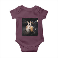 Funny Bunny Drinking Iced Coffee Baby Onesie Animal Meme Viral Internet