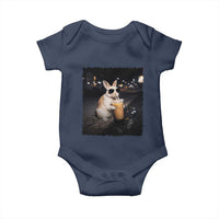 Funny Bunny Drinking Iced Coffee Baby Onesie Animal Meme Viral Internet