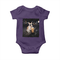 Funny Bunny Drinking Iced Coffee Baby Onesie Animal Meme Viral Internet